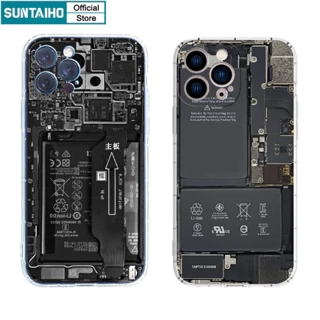 Suntaiho Thời Trang Độc Đáo Vỏ Ngộ nghĩnh Bảng Mạch Họa Tiết Ốp lưng Cho Iphone 15 14 12 13 11 Pro Max IP 7 8 Plus Iphon X Xs XR Xs Max TPU Mềm Cao Cấp Chống Sốc Ốp Lưng