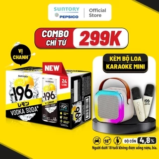 [HSD: 28/08/2025] Combo Thùng -196 Vodka Soda Vị Chanh Kèm Bộ Loa Bluetooth 2 Mic Hát Karaoke - Nồng