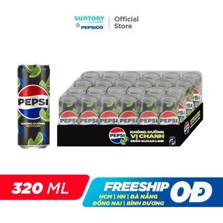 [Live] Thùng 24 Lon Nước Uống Có Gaz Pepsi Vị Chanh Không Calo (320ml/lon)