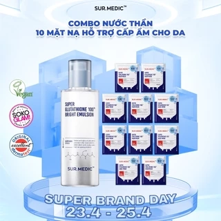 Bộ Đôi Nước Thần + 1 Hộp Mask Hỗ Trợ Dưỡng Trắng Và Hỗ Trợ Chống Lão Hoá Da Surmedic 420ml