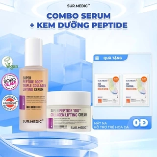 Combo Siêu Tinh Chất Và Kem Dưỡng Phục Hồi và Trẻ Khoẻ Da SURMEDIC Super Peptide 100™ Collagen Lifting Serum 100ml