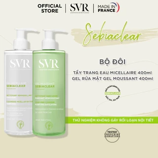 Combo Tẩy trang SVR Sebiaclear Eau Micellaire 400ml và Rửa mặt SVR Sebiaclear Gel Moussant 400ml giúp làm sạch cho dadầu