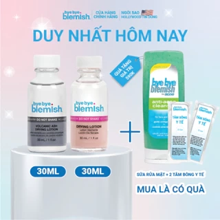Combo Chấm Mụn Giảm Mụn Viêm, Mụn Đầu Đen Da Nhạy Cảm Bye Bye Blemish Original & Volcanic Ash Drying Lotion 30ml