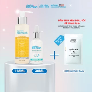 Combo Kiểm Soát Dầu Mụn, Giảm Thâm Gel Tẩy Da Chết Vitamin C 118ml Và Tinh Chất 9,9% Niacinamide 30ml Bye Bye Blemish