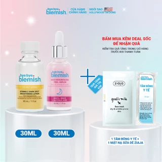 Combo Làm Sạch Da, Ngăn Ngừa Và Giảm Thâm Mụn Bye Bye Blemish Vitamin C & Skin Resurfacing Peel Serum (30mlx2)