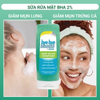 DATE03/26-Sữa Rửa Mặt BHA 2% Sạch Sâu Và Ngăn Ngừa, Giảm Mụn Cho Da Dầu, Mụn Lưng Bye Bye Blemish For Anti-Acne Cleanser