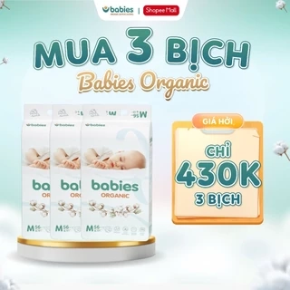 Combo 3 Bịch Tã Bỉm Babies Organic Mỏng Thoáng, Siêu Thấm Hút, Size NB/S/M - Thương Hiệu Việt