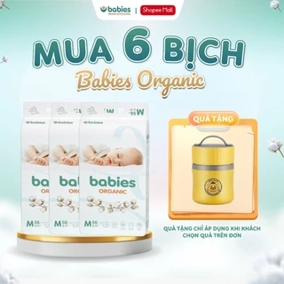 Combo 6 Bịch Tã/Bỉm Babies Organic Mỏng Thoáng, Siêu Thấm Hút, Mềm Mịn, Có Đủ Size NB/S/M/L/XL/2XL/3XL
