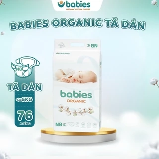 Tã Dán BABIES ORGANIC Size NEWBORN (<=5kg) 76 Miếng, Siêu Mềm Mịn, 2mm Mỏng Thoáng, Lô Hội Ngừa Hăm Bí
