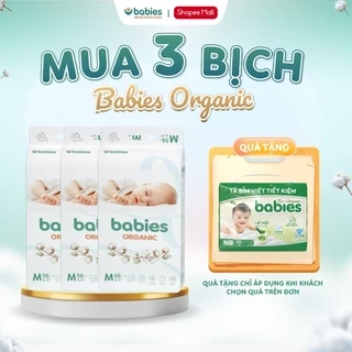 Tã/Bỉm Babies Organic Siêu Mềm Mịn, 2mm Mỏng Thoáng, Lô Hội Ngừa Hăm Bí,Thương Hiệu Bỉm Việt - Size NB/S/M/L/XL/2XL/3XL
