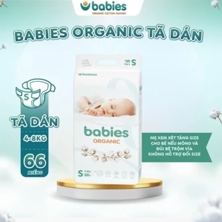 Tã/Bỉm BABIES ORGANIC Size Dán S (4-8Kg) 66 Miếng, Thương Hiệu Việt, Siêu Mềm Mịn, Thấm Hút 1400ml