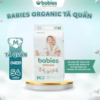 Tã/Bỉm BABIES ORGANIC Size Quần M (6-11Kg) 54 Miếng, Thương Hiệu Việt, Siêu Mềm Mịn, Thấm Hút 1400ml