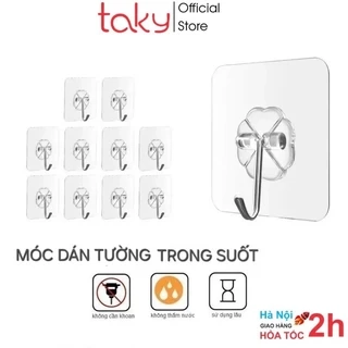 10 Móc Nhựa - Taky, Trong Suốt Dán Tường Siêu Dính, Tiện Dụng, Treo Đồ Trong Gia Đình Và Văn Phòng Tiện Dụng. 2213Set10