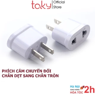 Đầu Chuyển - Taky, Ổ Chuyển Đổi Phích Điện Nhỏ Gọn, Tiện Dụng, Phích Cắm Chuyển Đổi Chân Dẹt Sang Chân Tròn. 8601