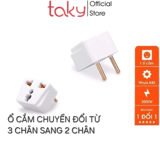 Ổ Cắm Điện - Taky, Chuyển Đổi Từ 3 Chân Sang 2 Chân - 3 Chấu Sang 2 Chấu, Tiện Dụng, An Toàn - 8611