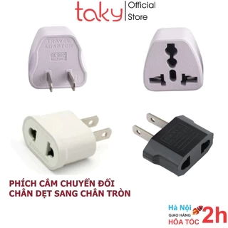 Phích Cắm - Taky, Chuyển Đổi Chân Dẹt Sang Chân Tròn, Đầu Chuyển Đổi Phích Điện Nhỏ Gọn, Tiện Dụng. 8601