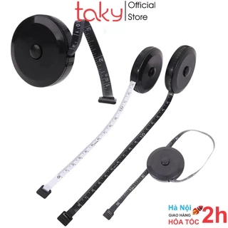 Thước Dây Mềm -Taky, Màu Đen Để Đo Vòng Bụng, Eo 3 Vòng Kiểm Tra Sức Khỏe 1.5m - Đo Quần Áo, Với Nút Bấm Tự Rút. 5940