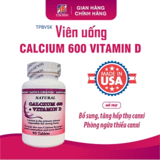 Viên uống Calcium 600 Vitamin D bổ sung canxi, giúp xương chắc khỏe, chống còi xương (Hộp 90v)