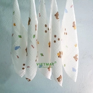 Set 5 khăn sữa trẻ em TILO vải muslin 100% cotton mềm mịn, thoáng mát và hút nước mạnh