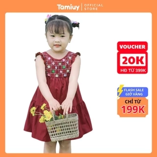 Đầm Babydoll Bé Gái Tamiuy Cotton Đính Hoa (Size 1-10 Tuổi) - Nhiều Màu
