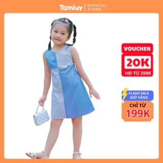 Đầm Bé Gái Tamiuy Phối Màu Đính Hình Thú Dễ Thương Cho Bé 1-10 Tuổi