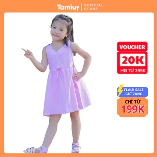 Đầm Thun Sọc Đối Xứng Tamiuy Chất Cotton 4 Chiều Cho Bé Gái (1-10 T)