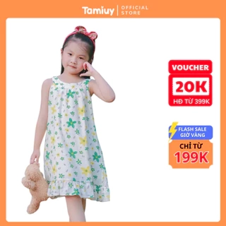 Đầm Xoè Cổ Yếm Hoa Nhí Tamiuy Cho Bé Gái 1-10 Tuổi