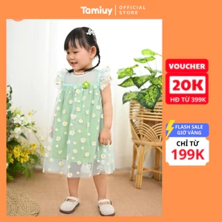 Đầm Xòe Công Chúa Tamiuy Vải Lưới Hoa Cúc Cho Bé Gái Từ 10-38 kg
