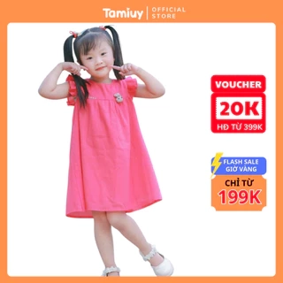 Set Đầm Bé Gái Tamiuy Đính Thú, Phối Quần Đùi Phồng Phong Cách Hè (1-10T)