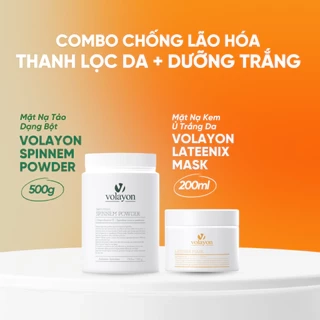 Combo Mặt Nạ Bột Tảo Xoắn Volayon Spinnem Powder 500g + Mặt Nạ Ủ Trắng Volayon Lateenix Mask 200ml
