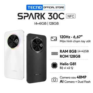 Điện thoại Tecno Spark 30C (4+4)GB/128GB - Helio G81 | 5000 mAh | Sạc nhanh 18W