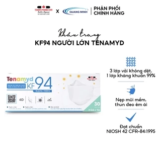 Khẩu trang KF94 Tenamyd cho người lớn 4 lớp vải không dệt, giấy kháng khuẩn, thoáng mát, mềm mại