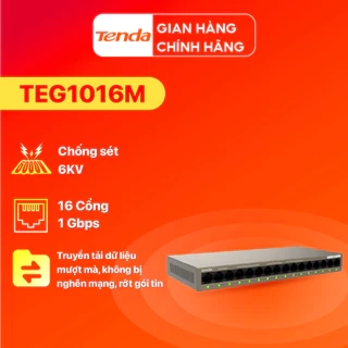 Bộ Chia Mạng Switch Để Bàn Tenda TEG1016M 16 Cổng Ethernet 1000Mbps - Hàng Chính Hãng