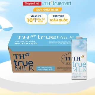 Thùng 12 hộp sữa tươi tiệt trùng TH true MILK nguyên chất 1 L (1 L x 12)