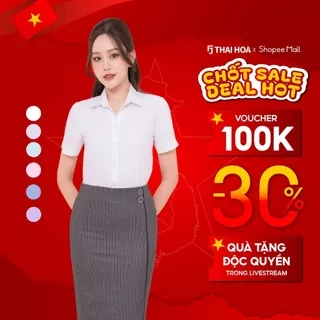 Áo sơ mi ASW0301-R05 ngắn tay nữ vải cotton kẻ nhuyễn form ôm các màu Thái Hòa