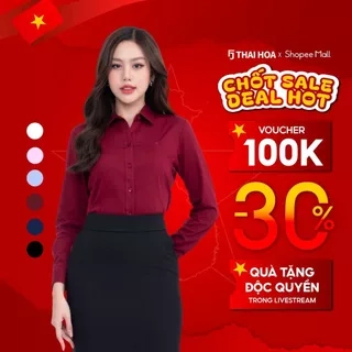 Áo sơ mi dài tay ASW0101-R10 chất liệu sợi tre vải trơn form ôm nhiều màu Thái Hòa