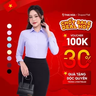 Áo sơ mi nữ ASW0101-R01 dài tay form ôm vải cotton trơn các màu Thái Hòa