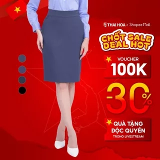 Chân váy nữ bút chì CVW-R01 chất liệu cotton tự nhiên các màu dáng dài, dáng ngắn 1 lớp Thái Hòa