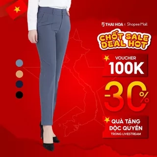 Quần tây nữ dáng 9 tấc QAW2016-R02 ống đứng nhiều màu 2 cúc 2 ly form nhỏ Thái Hòa