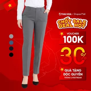 Quần tây nữ QAW2016-R03 nhiều màu trơn ống đứng 2 ly 2 cúc form nhỏ Thái Hòa