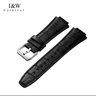Dây da đen đồng hồ nam I&W Carnival chính hãng - Khóa cài bền bỉ chống nước nhẹ,lắp được đa số các dòng của Carnival