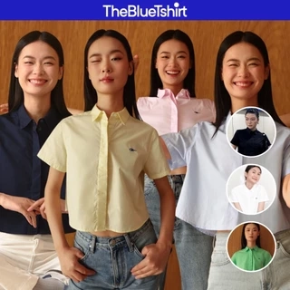 TheBlueTshirt - Áo sơ mi croptop trơn tay ngắn nhiều màu cho nữ - Poplin Boxy Shirt - Women