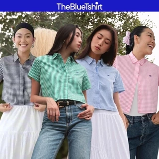 TheBlueTshirt - Áo sơ mi tay ngắn sọc caro phom ngắn cho nữ - BlueMade Boxy Shirt - Women