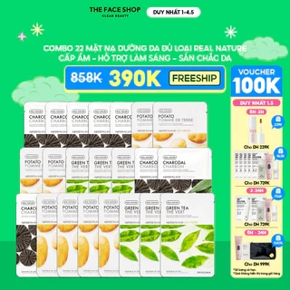 Combo Mặt Nạ THE FACE SHOP Dưỡng Ẩm Làm Dịu Da Mỗi Ngày Real Nature (20gx22)