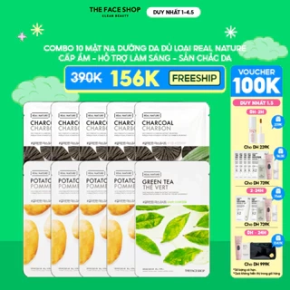 Combo Mix 10 Mặt Nạ Cân Bằng Ẩm TheFaceShop Real Nature (mix nhiều loại) 20G