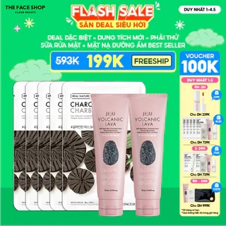 Combo Sữa Rửa Mặt Làm Sạch Lỗ Chân Lông THE FACE SHOP Jeju Volcanic Lava 70ml + SRM 100ML