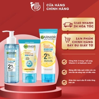 Sữa Rửa Mặt 3 Trong 1 Giảm Mụn, Dưỡng Sáng Da Garnier Bright Complete 3-in-1 Anti-Acne Foam 100ml