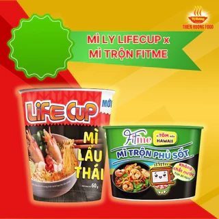 Combo Thùng 24 ly mì lẩu thái LifeCup + Thùng 12 tô trộn Fitme