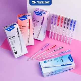 Bút bi Thiên Long TL-027 mực xanh/đỏ/đen/tím ngòi 0.5mm dạng bấm cò, nét viết đều, êm, dành cho học sinh, văn phòng