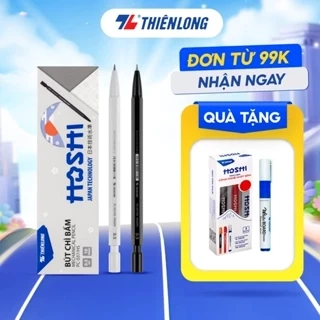 Bút chì bấm Hoshi Thiên Long PC-037/HS công nghệ Nhật Bản - viết chì ngòi 0.5mm thiết kế tối giản, sẵn gôm trên nắp